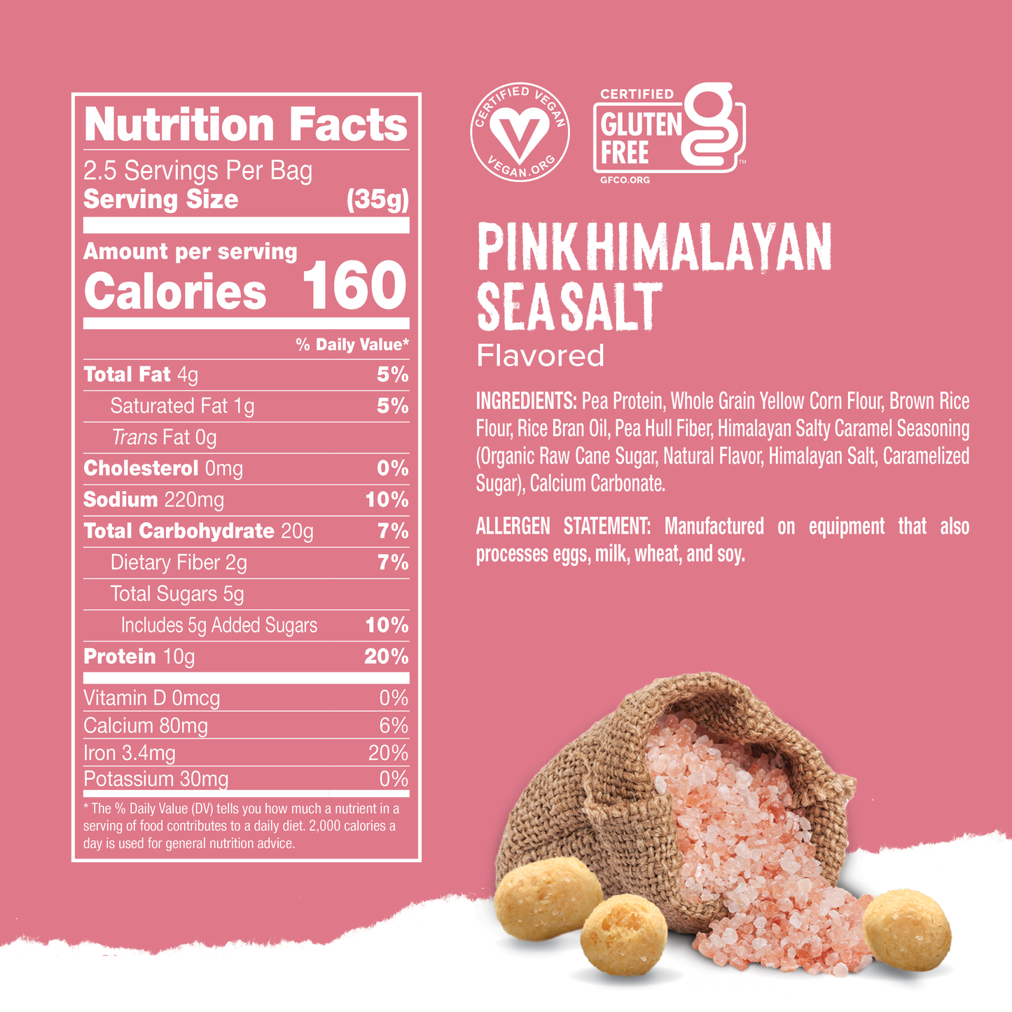 Protein Puffs Pink Himalayan Sea Salt 2.5 Servings Pack