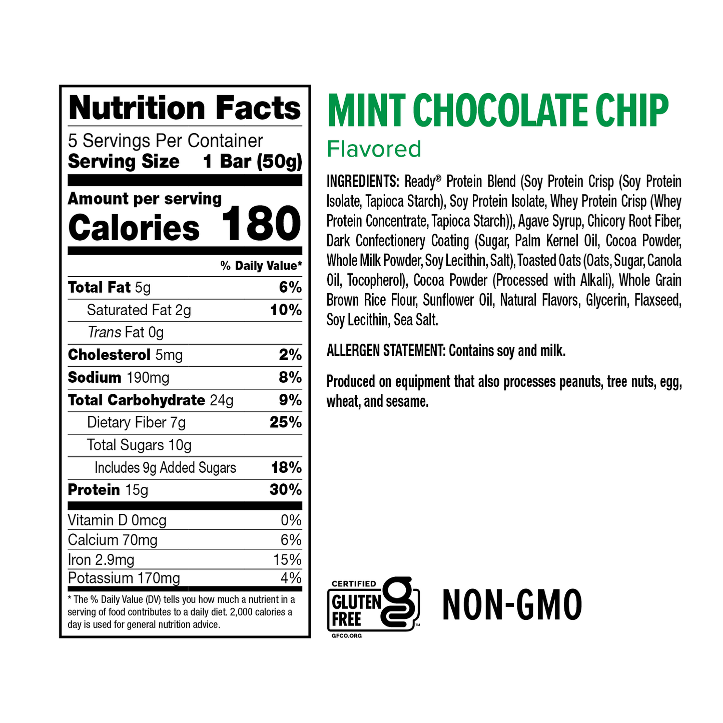 Ready® Protein Bar - Mint Chocolate Chip, 5ct (PAF)