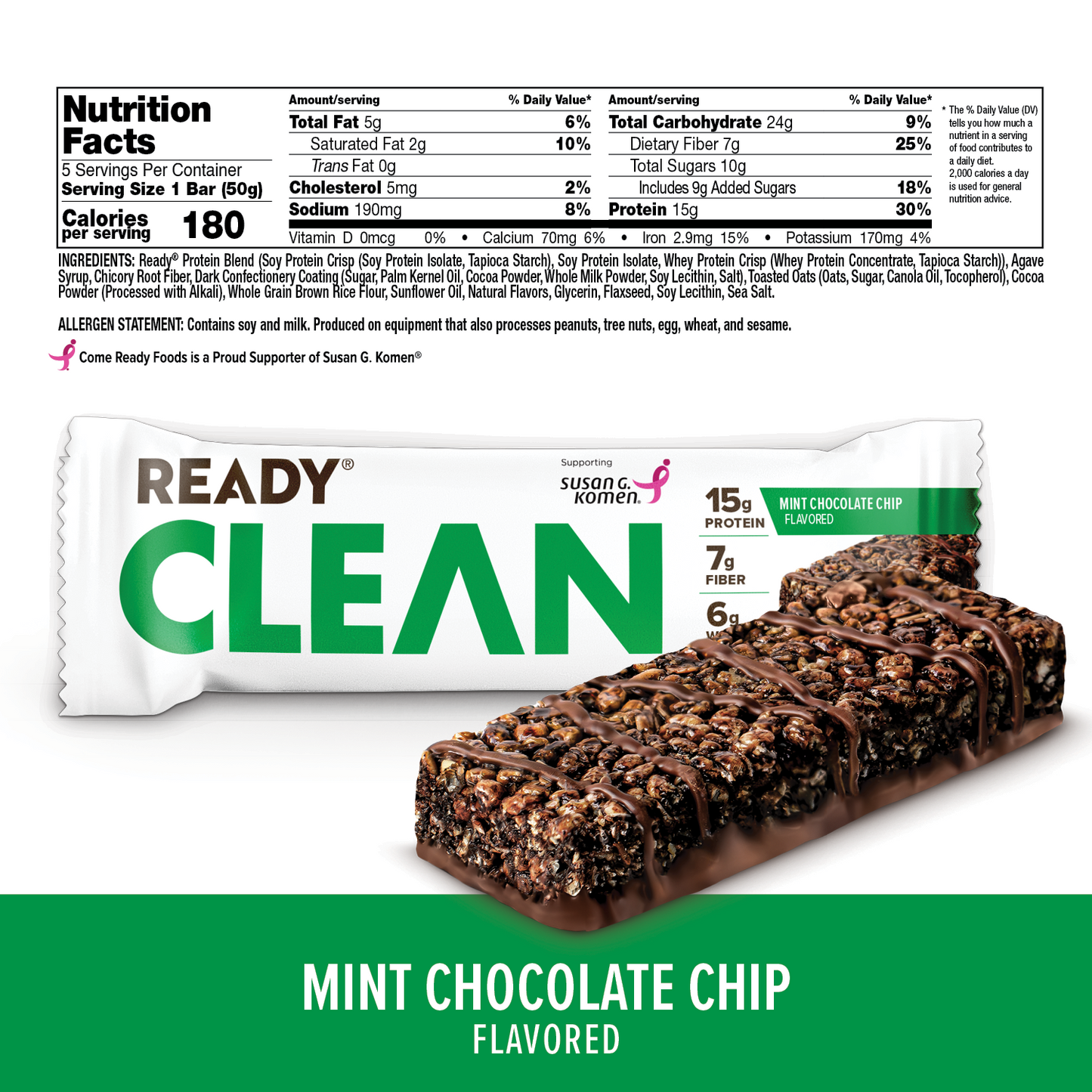 Ready® Protein Bar - Mint Chocolate Chip, 5ct (PAF)