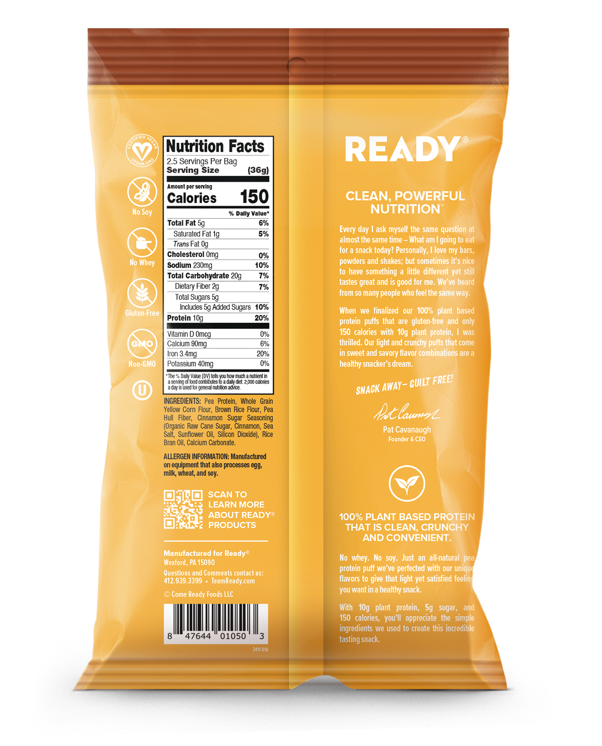 Protein Puffs Cinnamon Sugar 2.5 Servings Pack