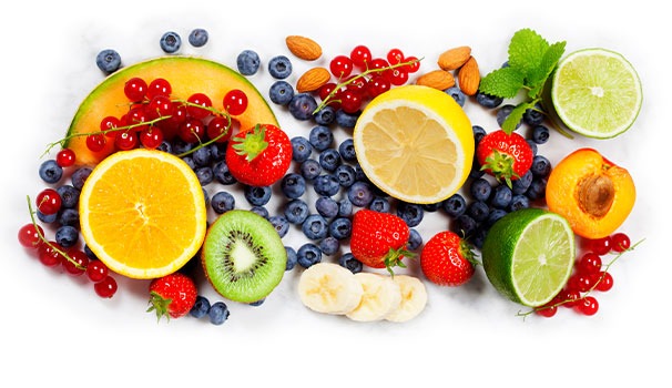 Collage of fresh fruits