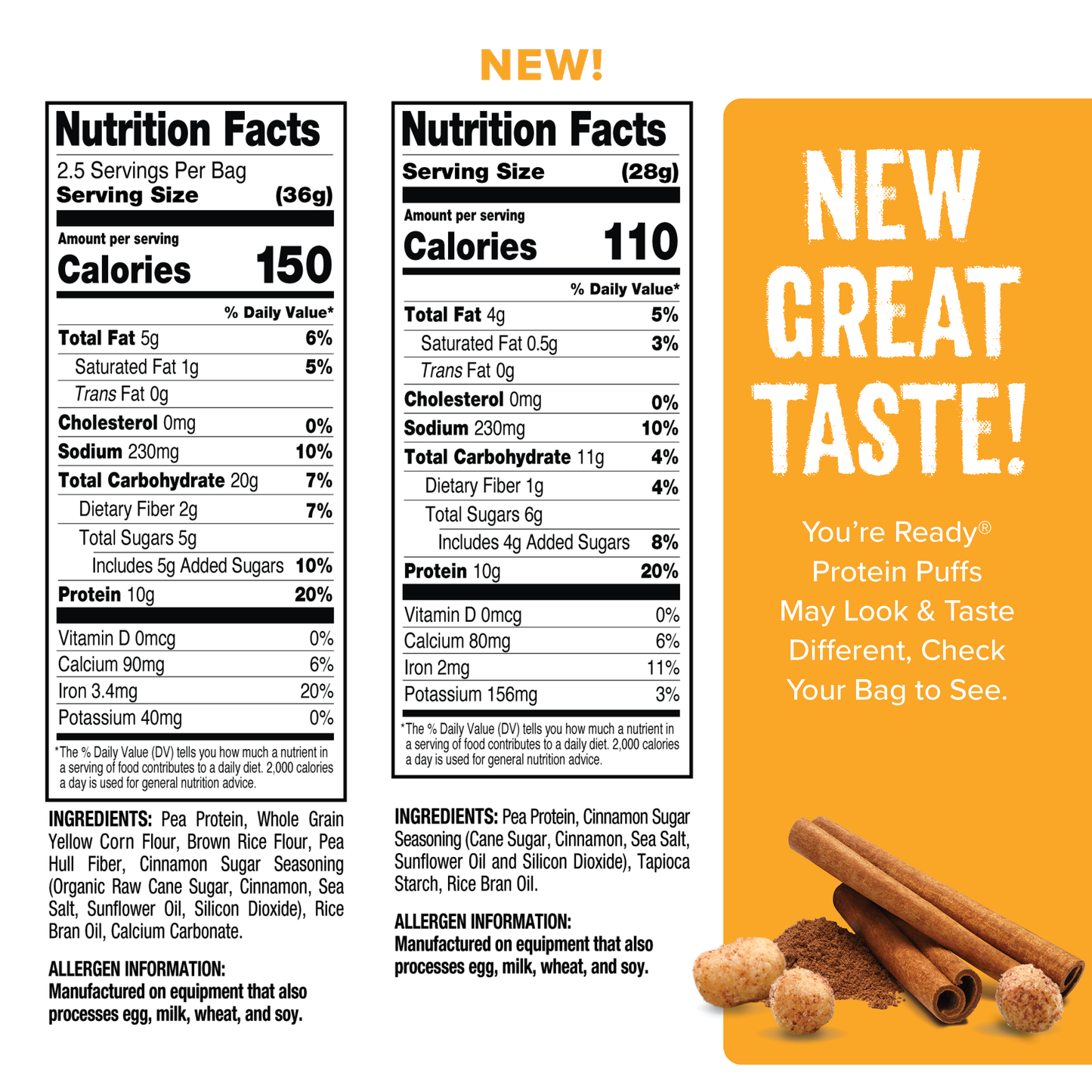 Protein Puffs Cinnamon Sugar, 2.5 Servings