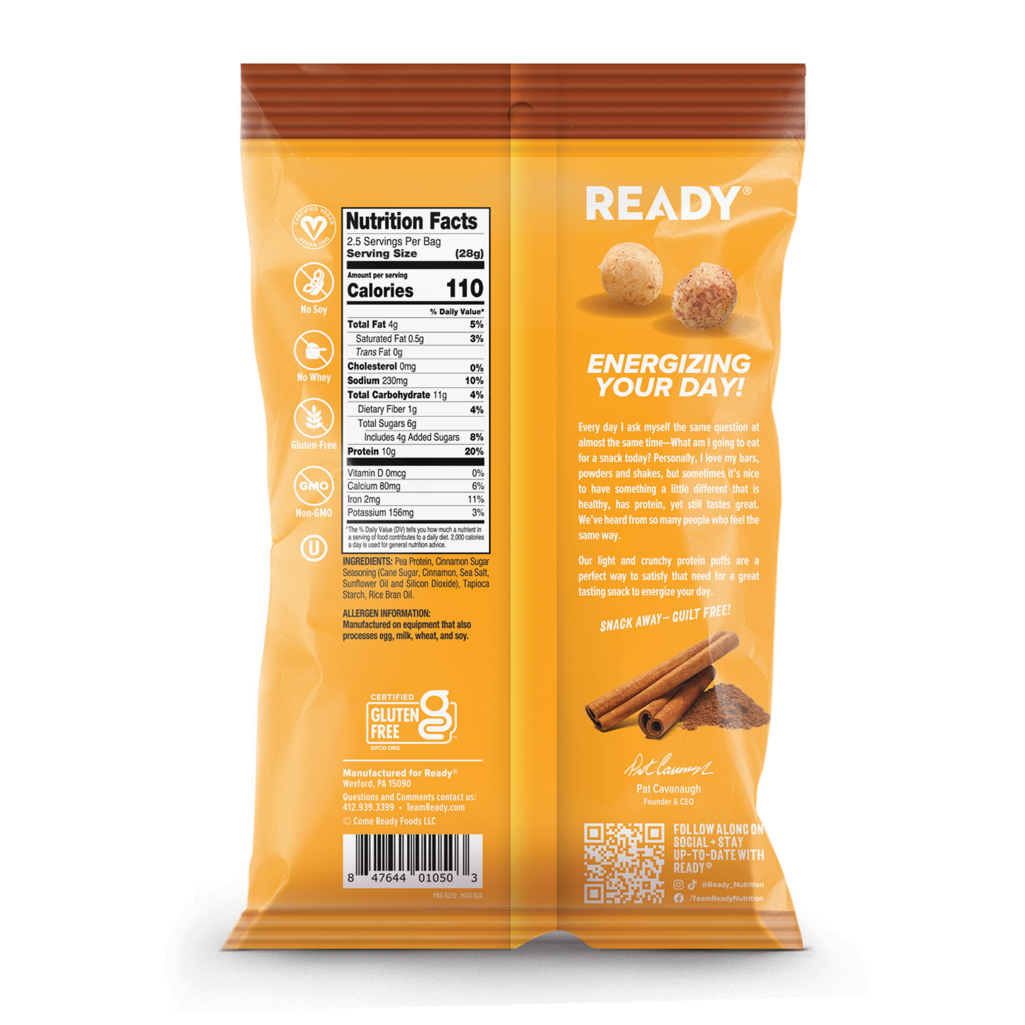 Protein Puffs Cinnamon Sugar, 2.5 Servings
