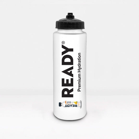 Front of white Ready Sports Bottle 