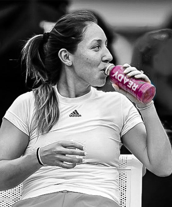 Ready Sponsored Athlete Jessica Peruga drinking Ready water