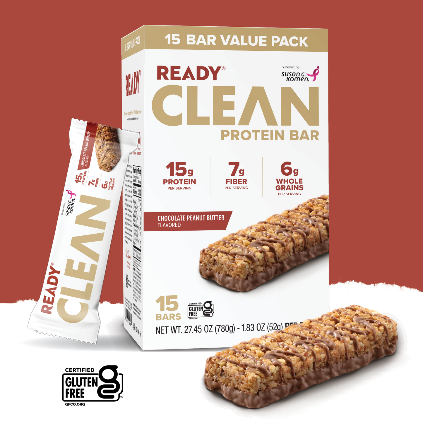 Ready® Clean Bar Chocolate Peanut Butter, 15CT